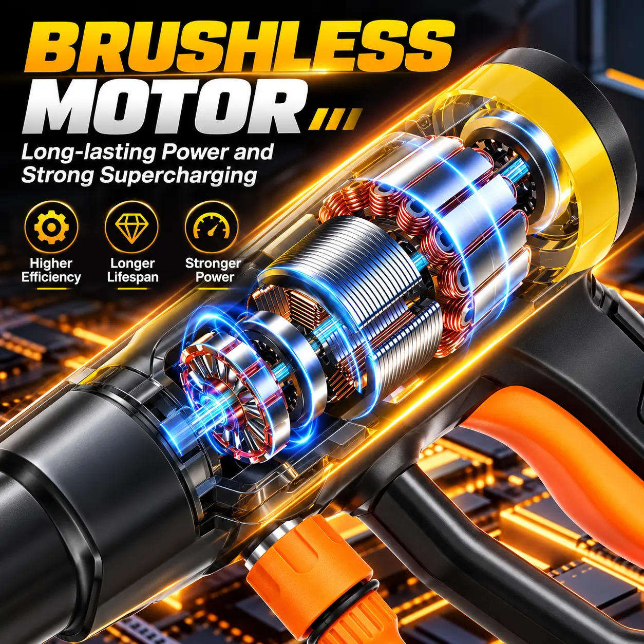 Brushless motor for higher efficiency, longer lifespan and stronger power